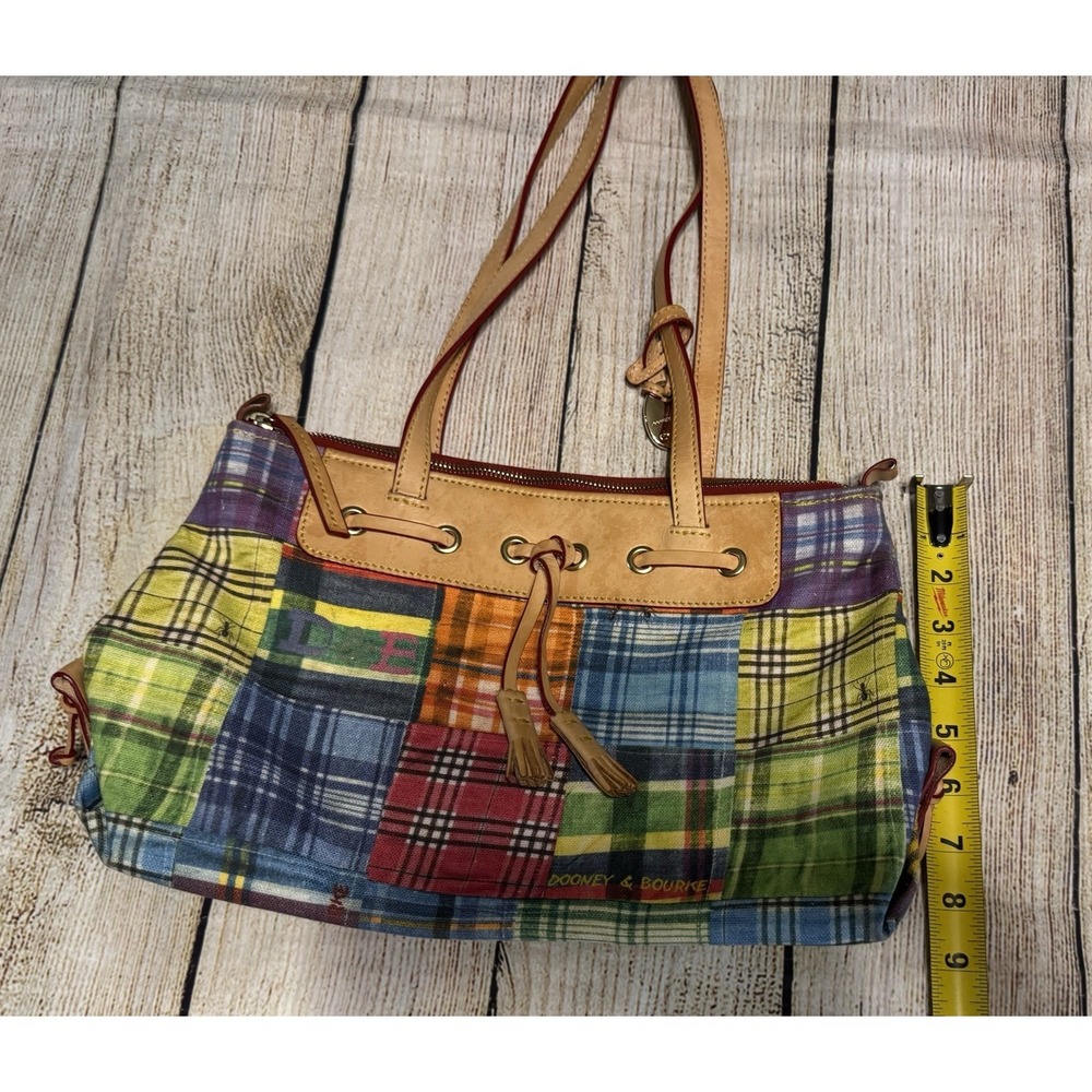 Vtg Dooney & Bourke Ants Picnic Madras Plaid Double Handle Purse Tote Bag TbA - Picture 5 of 13